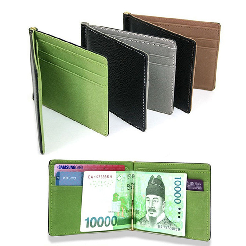 Money Clip Magnetic - Тонкий мужской кожаный кошелек Зажимы для
