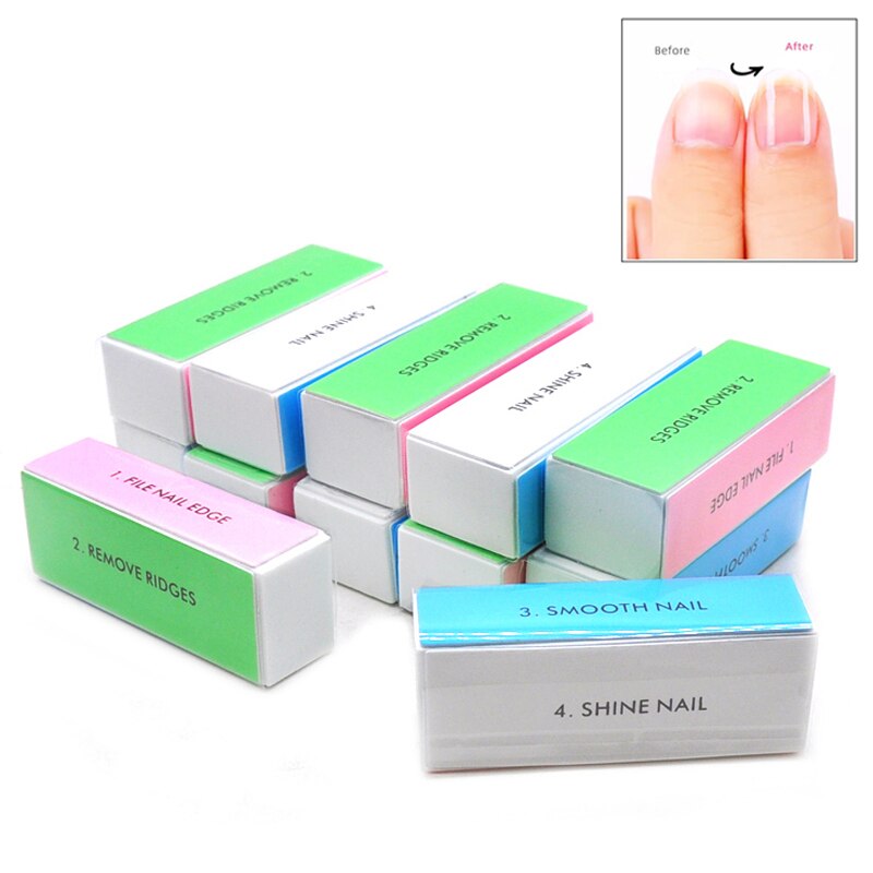 Nail File Titanium - 5 шт., цветной полировальный блок, 4-сторонний